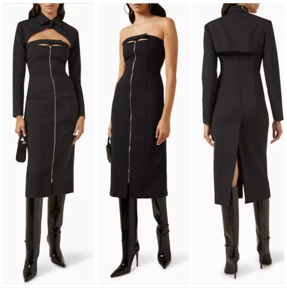 Materiel black 2-in-1 Zip dress large 8